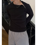 [MUSCLE FIT] Brushed golgi side zipper knit (3color)