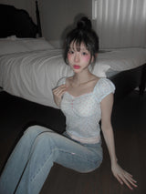 [MADE] Chewing Lace Shirring Tee