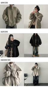 Thru Peach Cotton Boxy Half Bomber Jacket