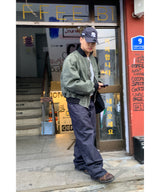 Non-fade diagonal raw denim pants