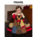muva. 牛革 ベルベット バイカラー ホーボーバッグ