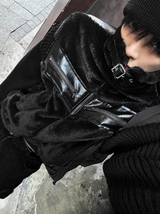 Fur leather winter mustang + deep black knit