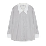 Big collar Stripe Blouse Blue