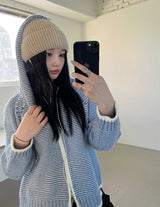 Sky Knit Two-Way Hood Zip-Up