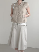 Trench Button Crop Short Sleeve Shirt Jacket