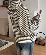 [Unisex]Stripe inner hood long sleeves(3color)