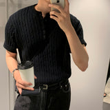 LMN Slag Henley neck Cable Short-sleeved Knitwear (5 colors)