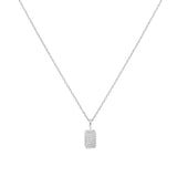 pavé square rhodium plating + 925 silver necklace N064-01H