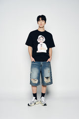 25SS ベイビーフェイスアイスクリームガールスリーブTシャツ ブラック