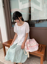 Chitoa Dot Chiffon Balloon Midi Skirt