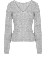 Alpaca Deep V-Neck Balloon Knit T