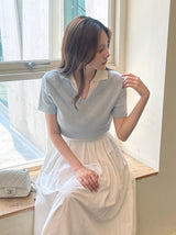 Shooly Pintuck Banding Flare Long Skirt
