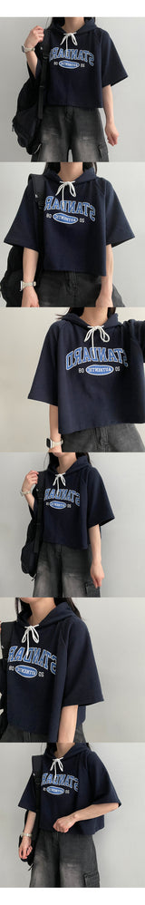 リトルクロップドパーカー半袖Tシャツ