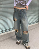 (Unisex) ビンテージチェックデニムパンツ