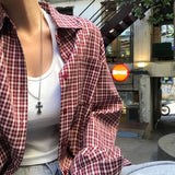 [BELLIDE MADE] ビンテージチェックルーズフィットシャツブラウス