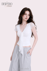 Hayley Lace White Short Sleeve T-shirt