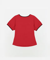 アップリケリンガースリムTシャツ [ベリーレッド]