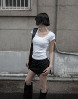 26SS★ [mnem] ME Scoop Neck Baby Tee
