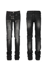 SEXXDEVIL Moto Washed Straight Jeans
