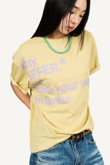 ディスターブ ストライプ プリント Tシャツ