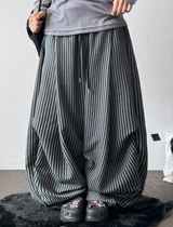 Surpassing 5,000 units sold Striped Linen Balloon Parachute Long Pants 3 Color 
