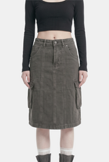 Molly Washed Cargo Denim Skirt