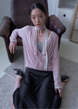 Lotus Drape Scarf Top (Bluish Pink)