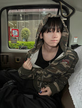 VER PATCH NUMBERING CAMO HOODED ZIP-UP