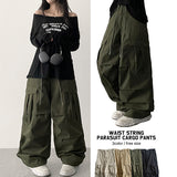 Waist String Parachute Cargo Wide Pants