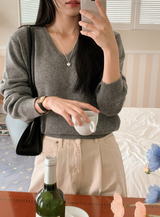 Simple Basic V-neck Knit (10color)