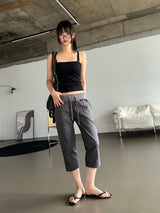 Crime Sleek Hip Button Capri Pants 3color