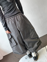 Genie Eyelet Stud Rope Balloon Cargo Bermuda Shorts 3color
