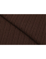 [PRE-FALL] Elodie Silk Collar Cable Knit Short Sleeve Cardigan Brown