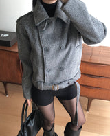 Faye Belted High Neck Double Jacket