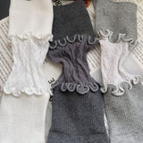 Lace Frill Ribbon Scrunch Mid-Calf Socks