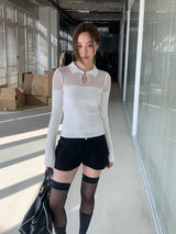 カラーシースルーストライプロングスリーブTシャツ
