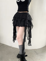 1461. Frill ruffle long chiffon layered cover sk (2color)