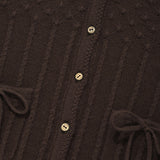 CHERRY RIBBON HOODIE CARDIAGN [DARK BROWN]
