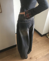 キャンバスバルーンワイドウォッシュデニムパンツ