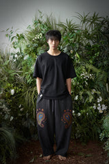 ESSENTIAL PLEAT U-NECK 1/2 TEE (Black)