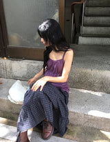 Ciriel Vintage Check Tiered Banding Long Skirt