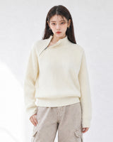 (UNISEX) ショルダー ハーフ ジップアップ ラグラン ニット