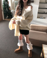 Ciel V-neck Hachi Knit Muffler Set