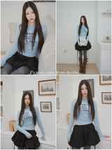 Sky V-neck Spandex Slim Long-Sleeved T-shirt