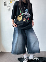 ケイキーカートゥーングラフィックピグメントパッチオーバーサイズTシャツ 2カラー