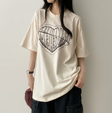 フェイスハートボクシーフィット半袖Tシャツ