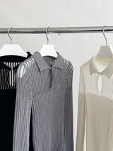 カラーシースルーストライプロングスリーブTシャツ