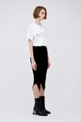 V　Cut　rib　half　pants