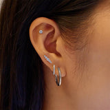 silver bar barbell single piercing rhodium plating + 925 silver E070-06H