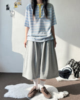 Yuria Cooling Stripe Henley Tee 3color